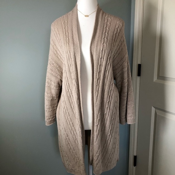 Like New! J. Jill Relaxed Open Front Cable Knit Lightweight Cardigan. Medium - Picture 3 of 9